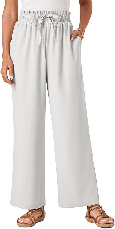 Womens Palazzo Pants Wide Leg High Waist Flowy 2025 Casual Summer Linen Beach Loose Comfy Boho Pa... | Amazon (US)