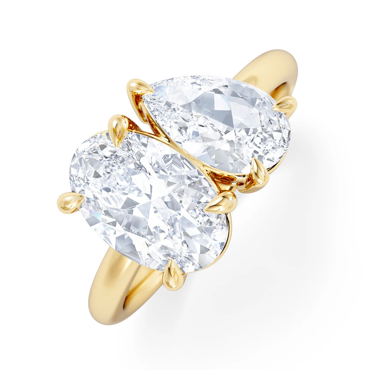 Toi Et Moi 3.00ct Oval and Pear Cut Lab Diamond Engagement Ring in 18K Yellow Gold | The Diamond Store