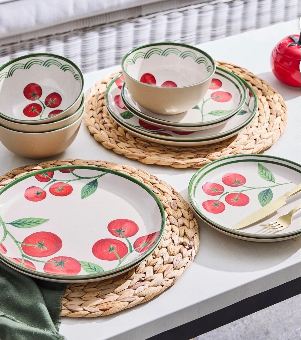 Brighten your table with the Better Homes & Gardens 12-Piece Bamboo Melamine Tomato Dinnerware Set. Designed with a vibrant tomato pattern and glossy finish, this durable bamboo melamine collection is perfect for everyday meals, outdoor dining, and entertaining guests. Lightweight yet sturdy, it’s ideal for family gatherings, picnics, parties, and casual get-togethers with friends.

#LTKSeasonal #LTKHome #LTKdayinmylife