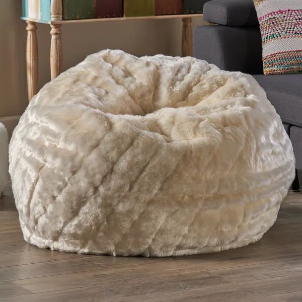 Warrin Furry Glam Faux Fur 3 Ft. Bean Bag by Christopher Knight Home - Overstock - 22704563 | Bed Bath & Beyond