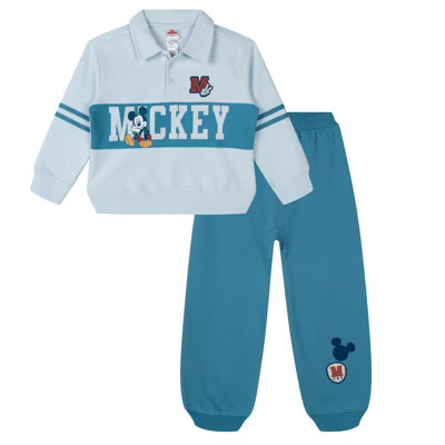 Disney Mickey Mouse Newborn Baby Boys Fleece Polo Shirt and Jogger Pants Outfit Set Blue 0-3 Months | Target