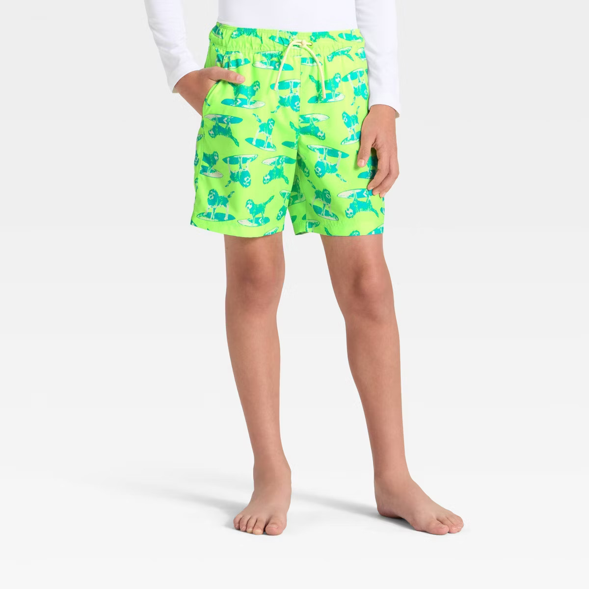 Boys' Surfing Dog Trunk Swim Shorts - Cat & Jack™ Lime Green | Target
