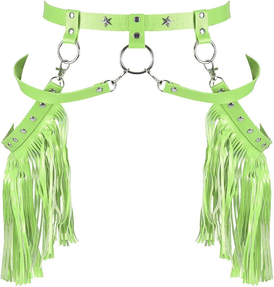 Woman Body Harness Adjustable Dance Clothing Accessories Leg Waist Tassel Gothic Punk Belt | Amazon (US)