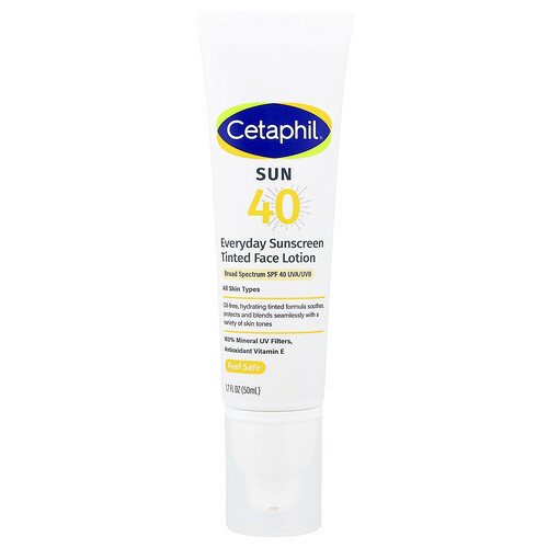 Cetaphil, Everyday Sunscreen, Tinted Face Lotion, All Skin Types, SPF 40, 1.7 fl oz (50 ml) | iHerb