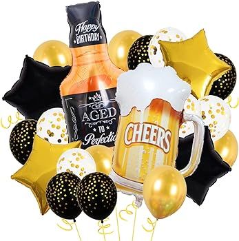 Whiskey Bottle Beer Mug Super Shape Mylar Foil Balloon for Bar Summer Party Beer Festival Birthda... | Amazon (US)