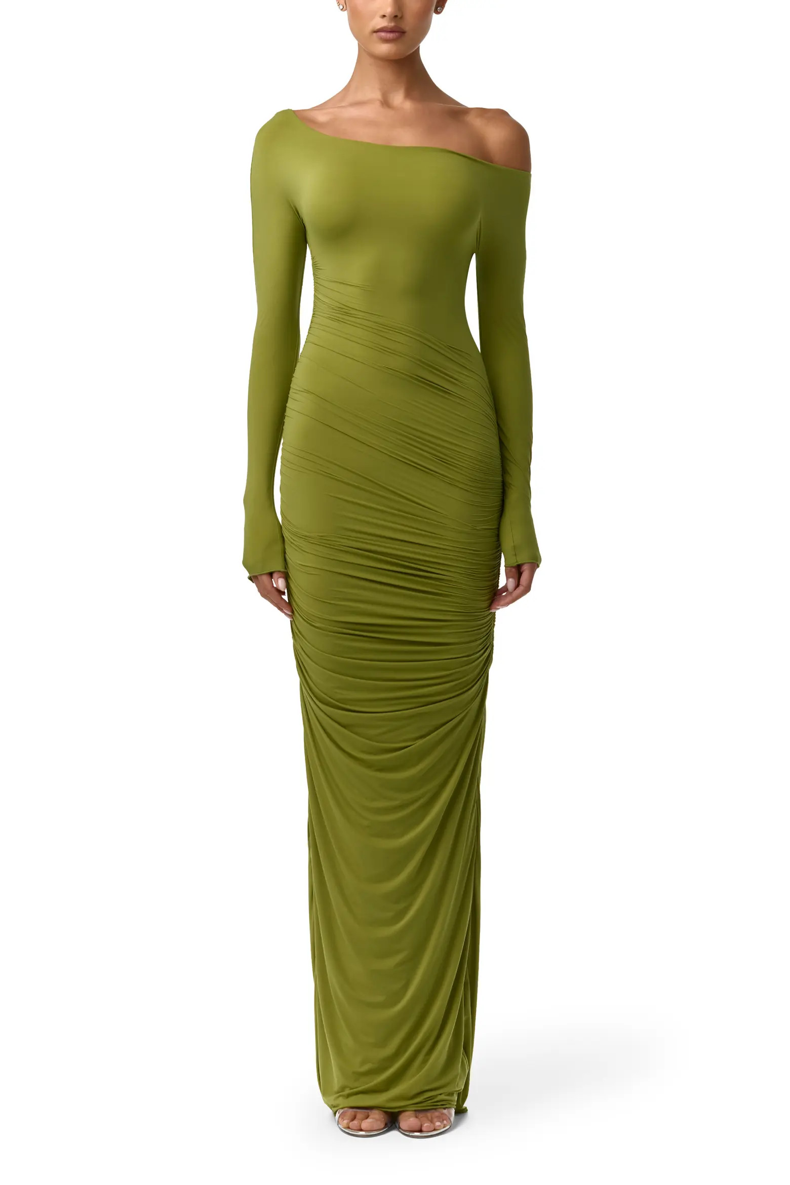 Naked Wardrobe Ruched Off the Shoulder Long Sleeve Maxi Dress (Women) | Nordstrom | Nordstrom