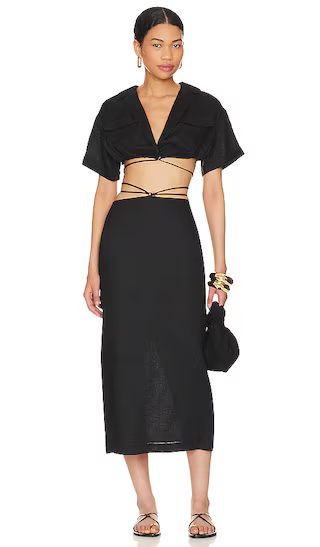 Julia Midi Dress in Black | Revolve Clothing (Global)