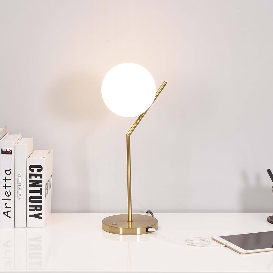 Glow Touch Control Table Lamp - Modern Bedside Desk Lamp with USB Charging Port for Bedroom Night... | Amazon (US)