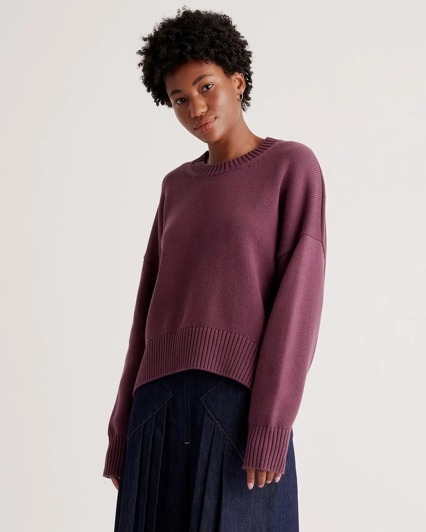 100% Organic Cotton Boyfriend Crew Sweater | Quince