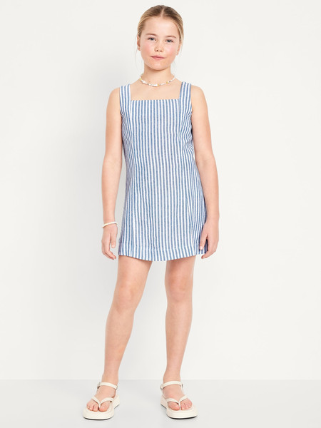 Printed Sleeveless Linen-Blend Shift Dress for Girls | Old Navy (US)