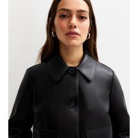 Women's Petite Black Faux Leather Button Up Jacket New Look | New Look (UK)