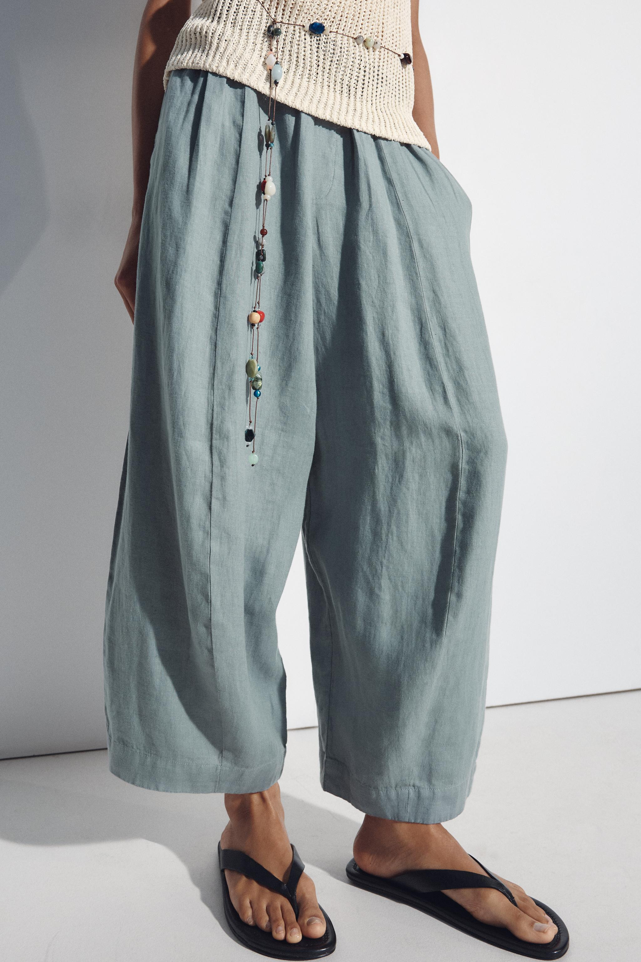 ZW COLLECTION 100% LINEN BARREL TROUSERS | Zara AU