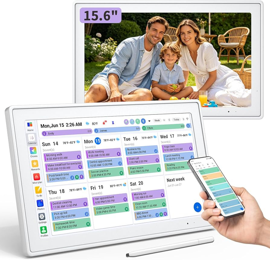 Digital Calendar, 15.6" HD Touchscreen Family Calendar Organizer, Smart Family Planner with Chore... | Amazon (US)
