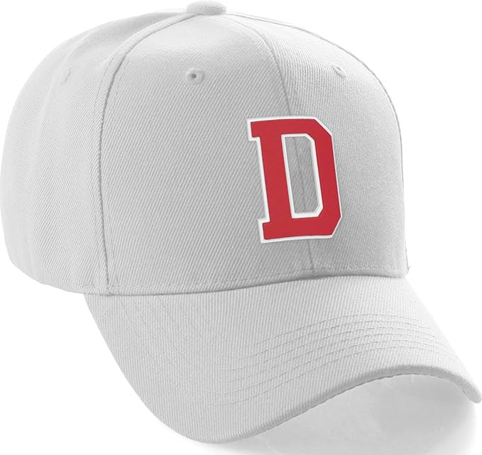 Daxton Classic Baseball Hat Custom A to Z Initial Team White Red Letter | Amazon (US)