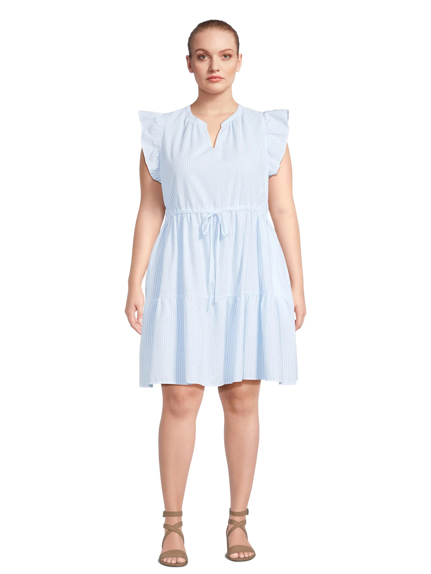 Time and Tru Women's Mini Dress with Flutter Sleeves, Sizes XS-4X | Walmart (US)