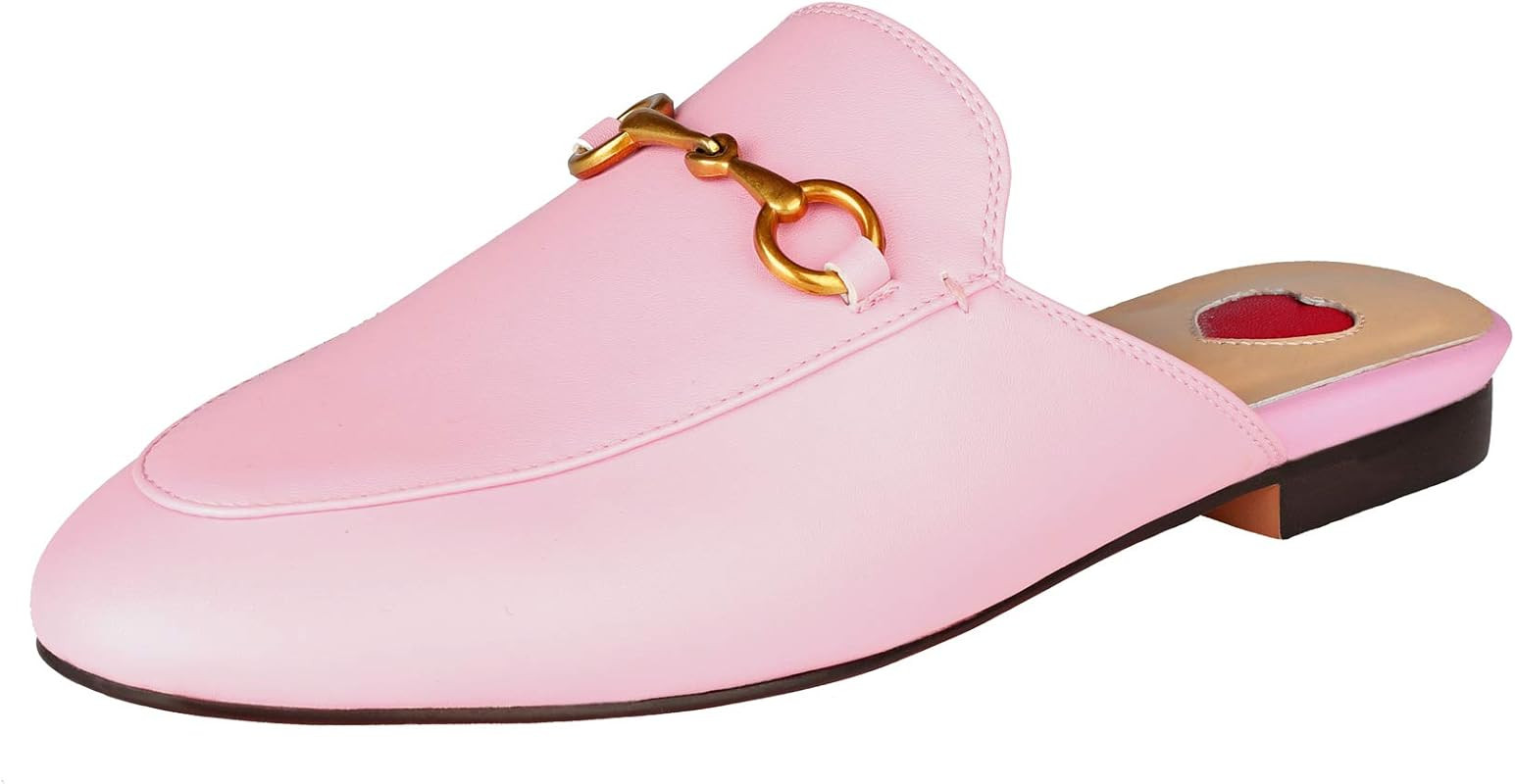 Arqa Mules for Women Comfort Slip On Leather Flats Closed Pointed Toe Slides with Metal Decoration B | Amazon (US)