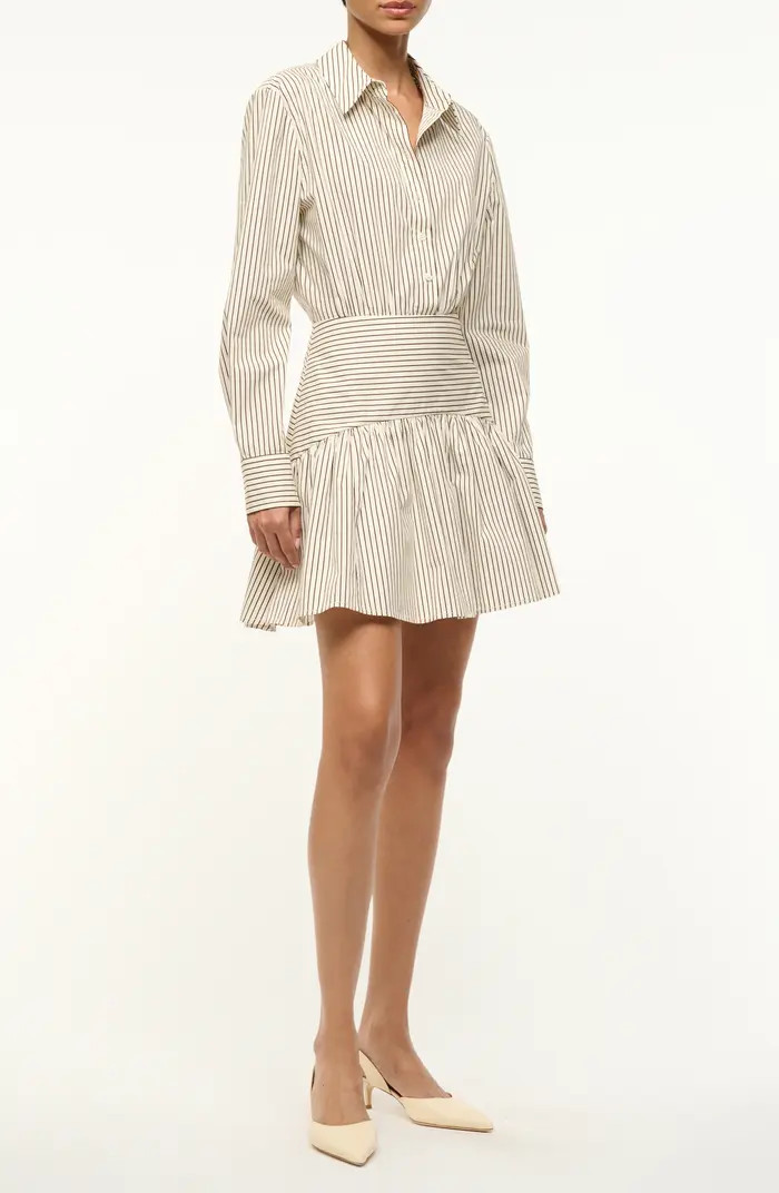 Rocco Stripe Long Sleeve Stretch Cotton Mini Shirtdress | Nordstrom