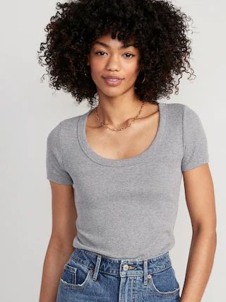 Fitted Scoop-Neck Rib-Knit T-Shirt for Women | Old Navy (US)