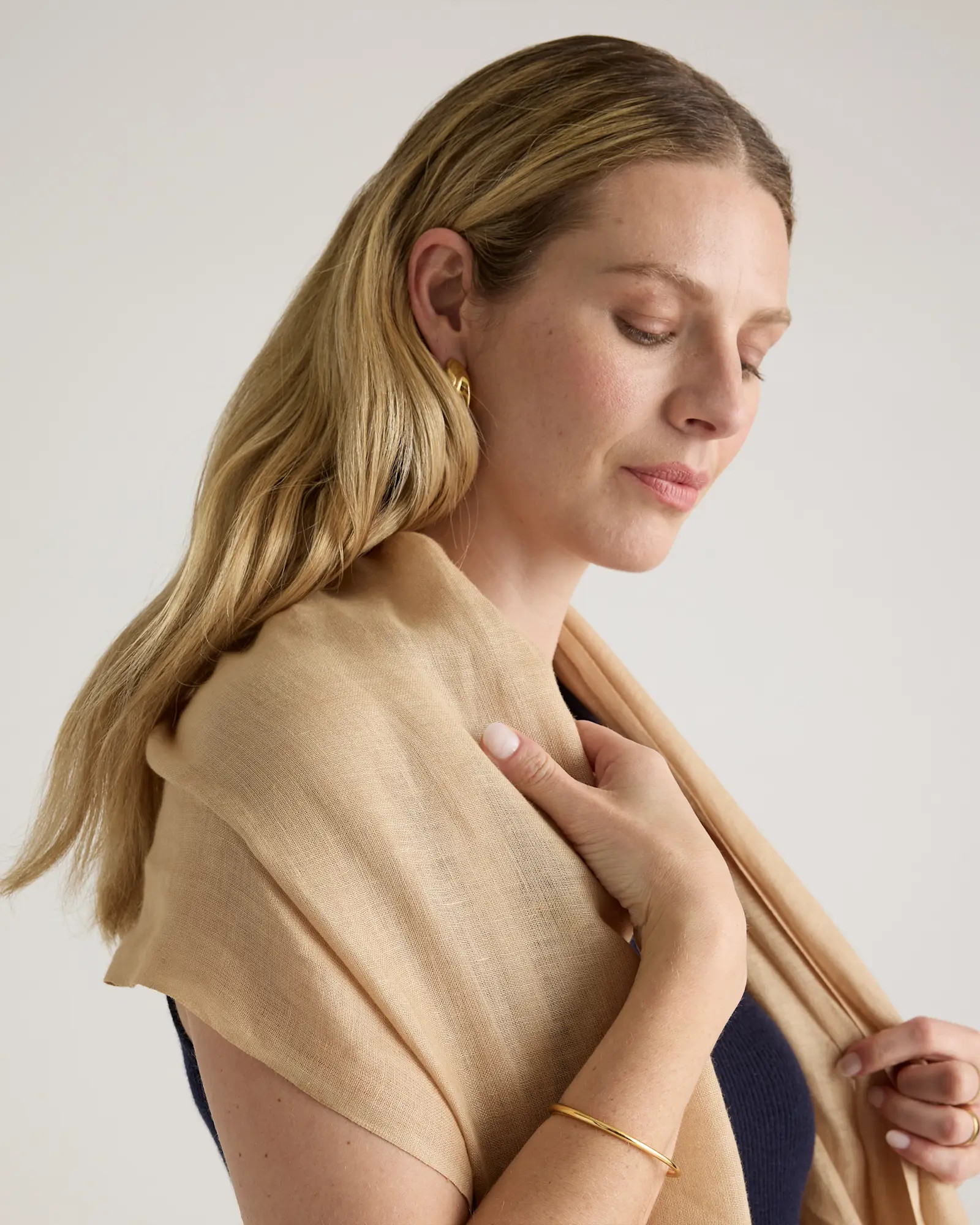 100% European Linen Scarf in Beige | Quince