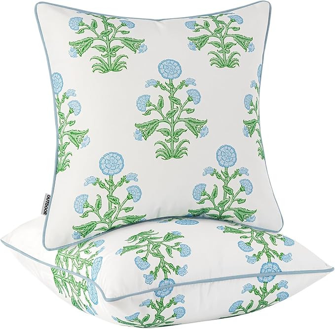MIULEE Decorative Floral Outdoor Pillow Covers with Inserts Set of 2 18x18,Waterproof Vintage Fad... | Amazon (US)