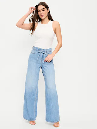 High-Waisted Drapey Wide-Leg Jeans | Old Navy (US)