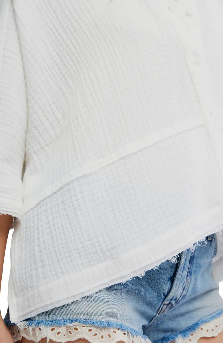 Free People Happy Days Oversized Cotton Gauze Button-Up Top | Nordstrom | Nordstrom