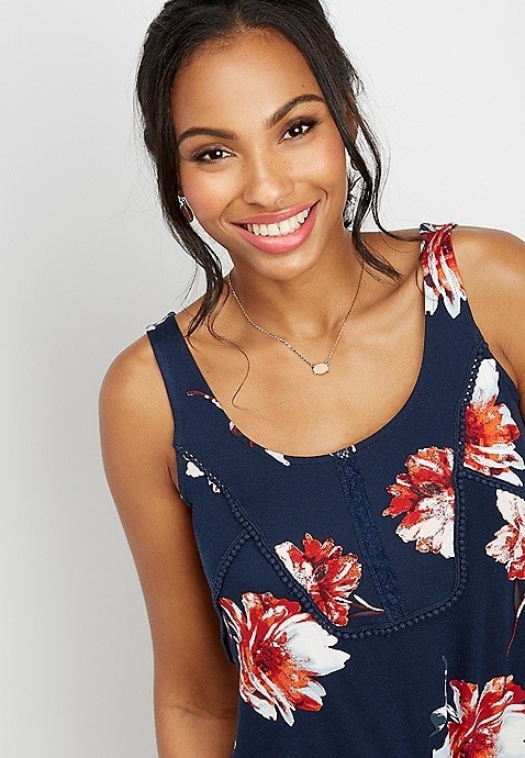 floral scoop neck knit tank | Maurices