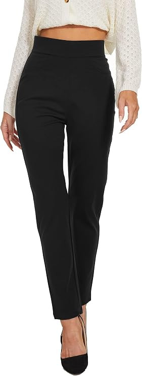 FUNYYZO Women's Stretch Skinny Leg Pant Work Casual Trousers Comfort Tummy Control with Pockets | Amazon (US)