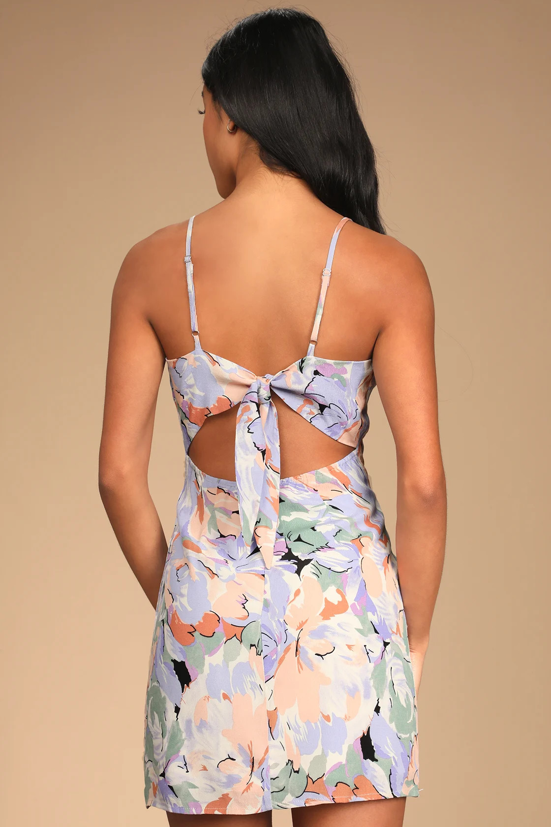 Impressions of Love Multi Floral Print Tie-Back Mini Dress | Lulus (US)