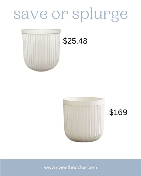 Save or splurge on these white fluted outdoor planters.

Walmart outdoor planter, Pottery Barn outdoor planter 

#LTKFind #LTKSeasonal #LTKhome