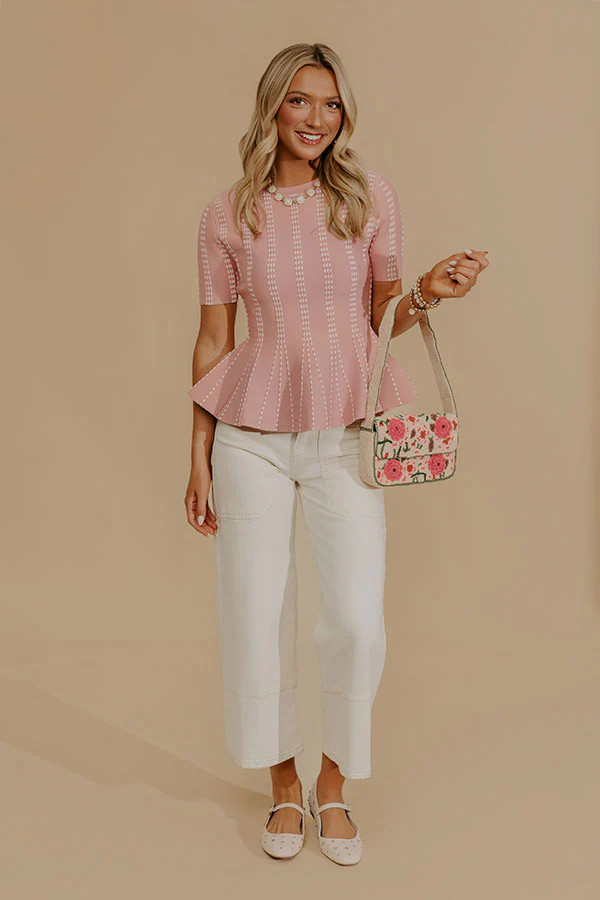 Everyday Chic Knit Peplum Top in Pink | Impressions Online Boutique