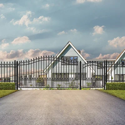 6 ft. H St. Louis Metal Single Swing Driveway Gate with Pedestrian Gate | Wayfair North America