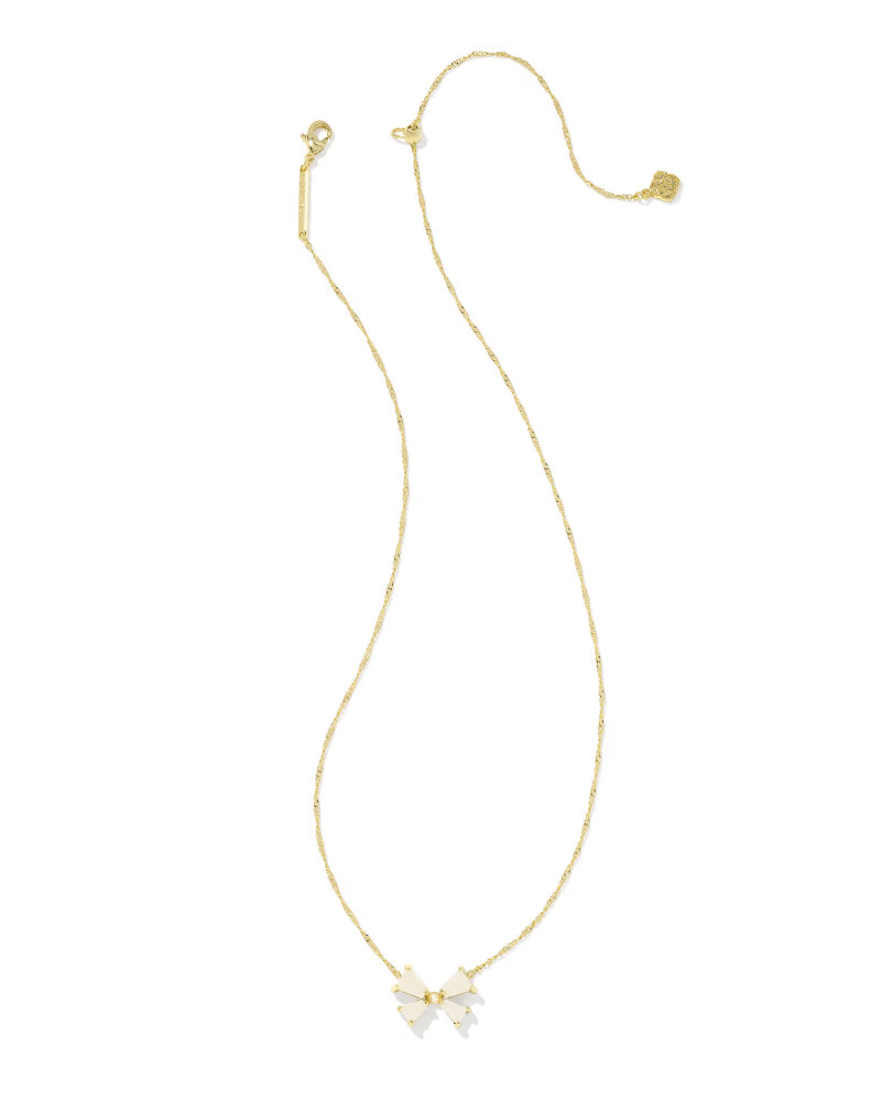 Blair Gold Bow Small Short Pendant Necklace in Iridescent Drusy | Kendra Scott