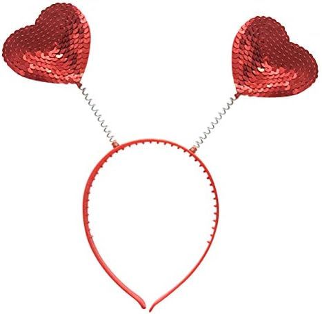 Lurrose Heart Headband Red Sequin Love-shaped Head Boppers Party Hair Accessoires for Holiday Fes... | Amazon (US)