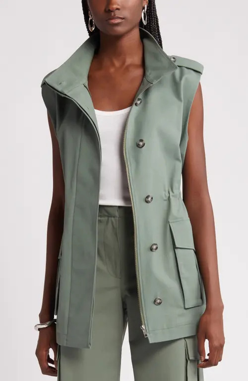 Nordstrom Cotton Utility Vest in Green Duck at Nordstrom, Size Small | Nordstrom