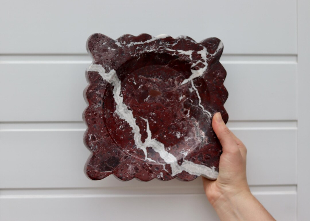 Bianca – Square Scallop Marble Tray  | W20cm H2cm | Etsy (US)