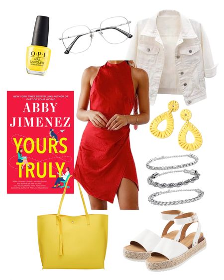 Cute little romcom moment paired with *the* red halter dress 💛 

#LTKSeasonal #LTKunder100 #LTKitbag