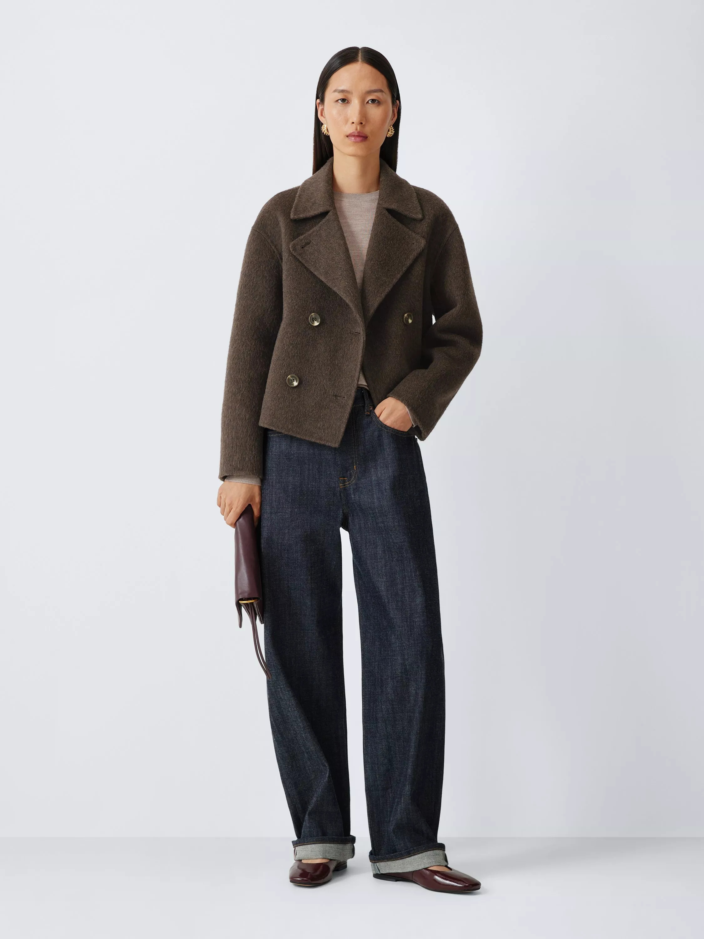 John Lewis Hand Sewn Wool Rich Double Breasted Short Peacoat | John Lewis (UK)