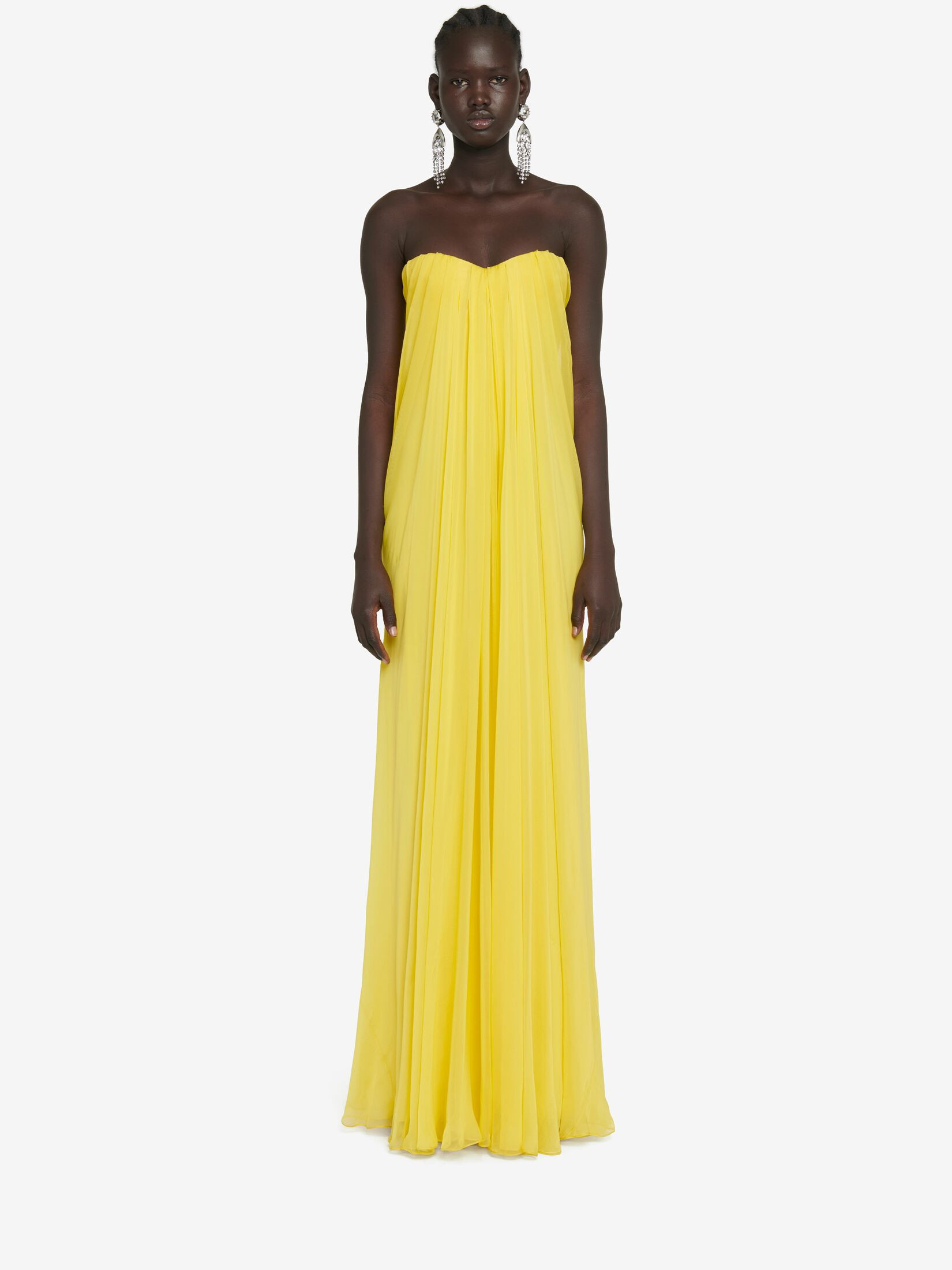 Women's Bustier Evening Dress in Bright Yellow | Alexander McQueen