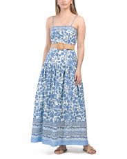 Cotton Floral Border Print Maxi Dress With Woven Belt | Marshalls