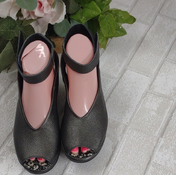 bernie mev. Black Peep-Toe Wedges | Poshmark