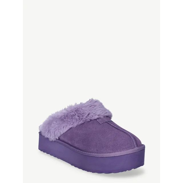 Joyspun Women's Suede Platform Clog Slippers | Walmart (US)