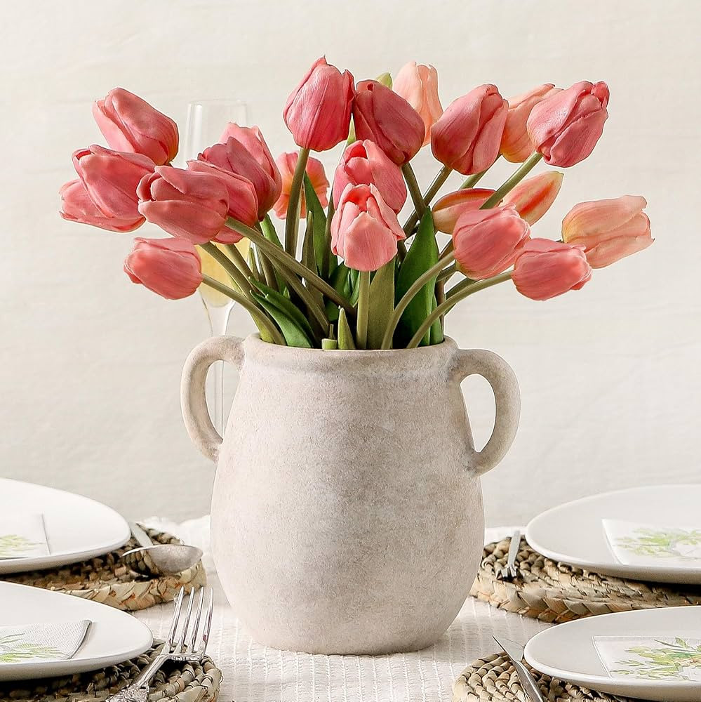 Mitt&Ditt Ceramic Flower Vase Home Decor - Table Vases Farmhouse Rustic Vintage Style for Living ... | Amazon (US)