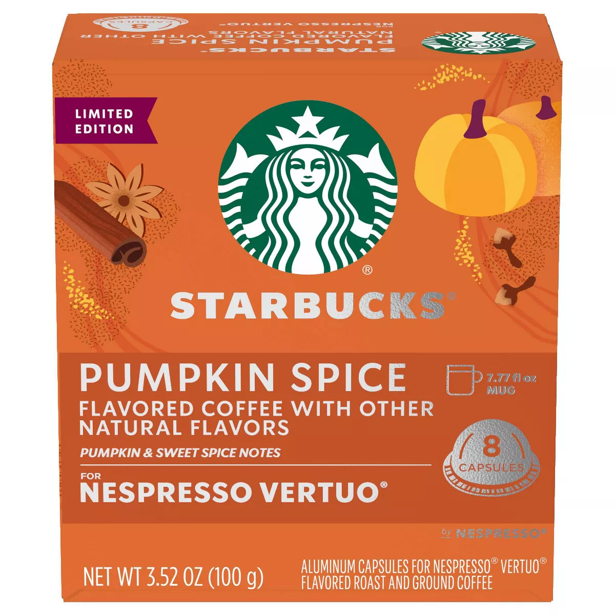 Starbucks by Nespresso Vertuo Line Pumpkin Spice Flavored Light Roast Coffee Pods - 8ct | Target
