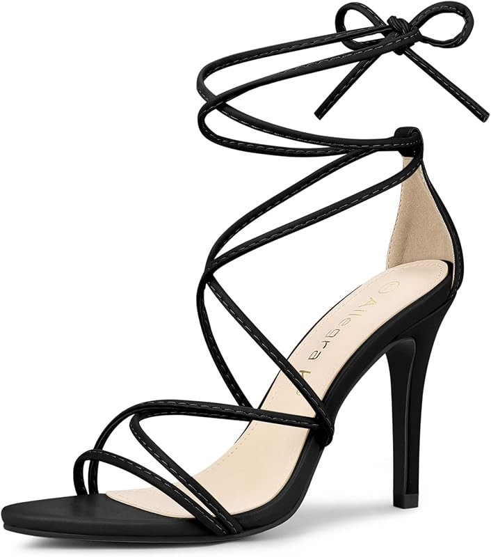 Allegra K Women's Lace Up Heels Strappy Stiletto Heel Sandals | Amazon (US)