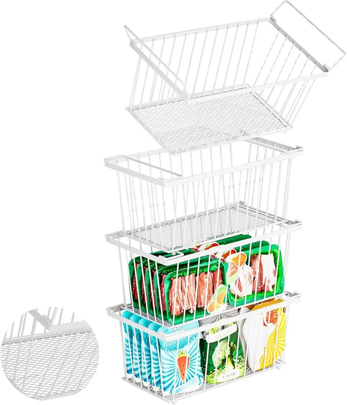 Enhanced Leak-Proof Bottom - Freezer Organizer Bins ，4 Pack Stackable Deep Freezer Organizer Bi... | Amazon (US)