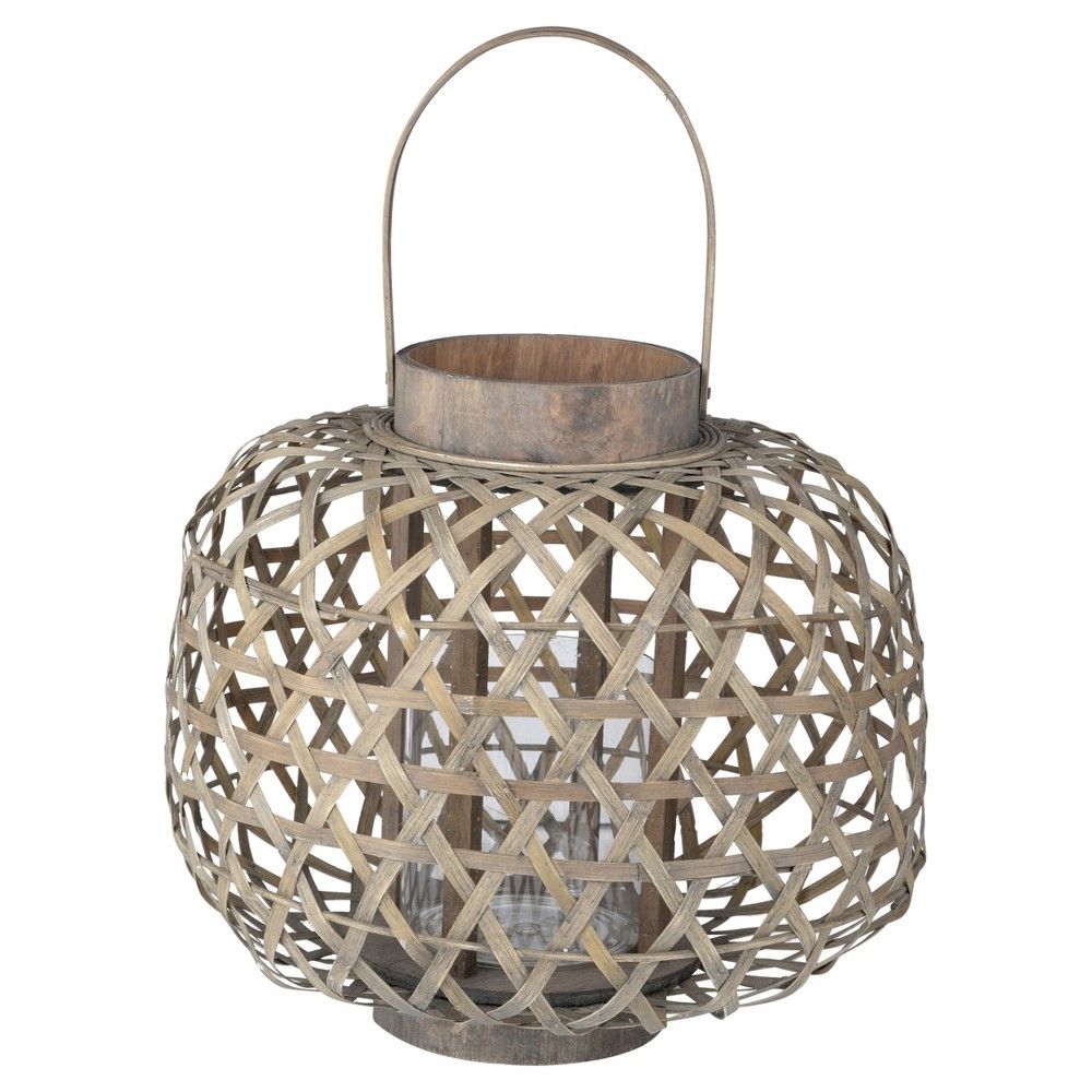 Coconio Wood Lattice Lantern Round - A&B Home , Beige | Target