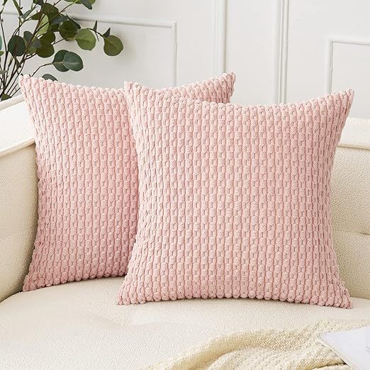 Woaboy Pink Throw Pillow Covers 20x20 Inch Set of 2 Decorative Couch Pillow Covers Farmhouse Soft... | Amazon (US)