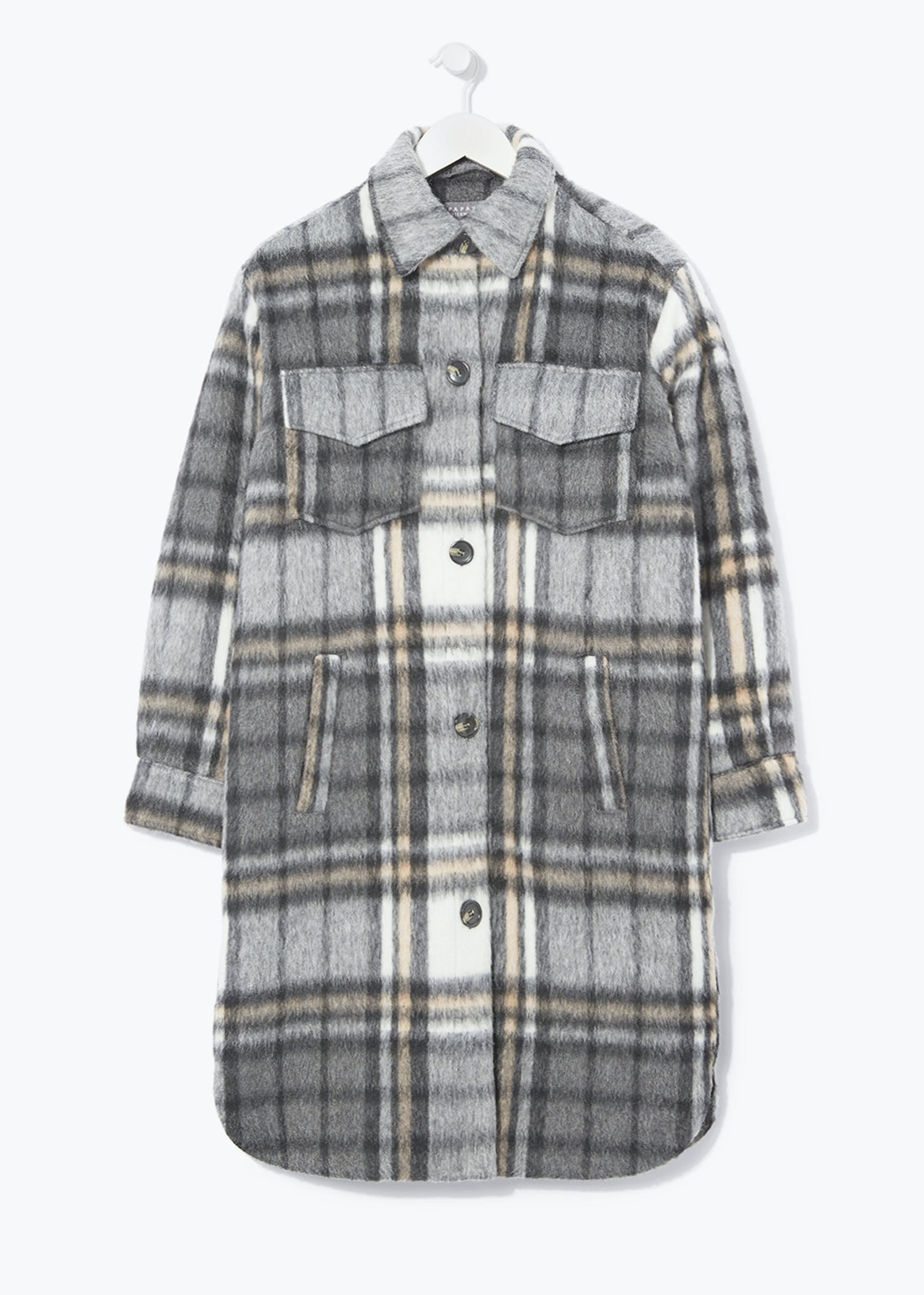 Long Check Shacket – Black | Matalan (UK)