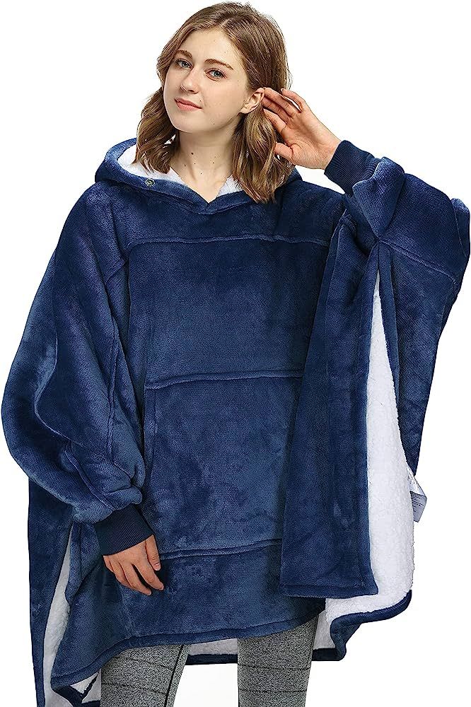 Catalonia Oversized Hoodie Sweatshirt Poncho, Casual Hoodie Cape, Batwing Coat Pullover Blanket |... | Amazon (US)